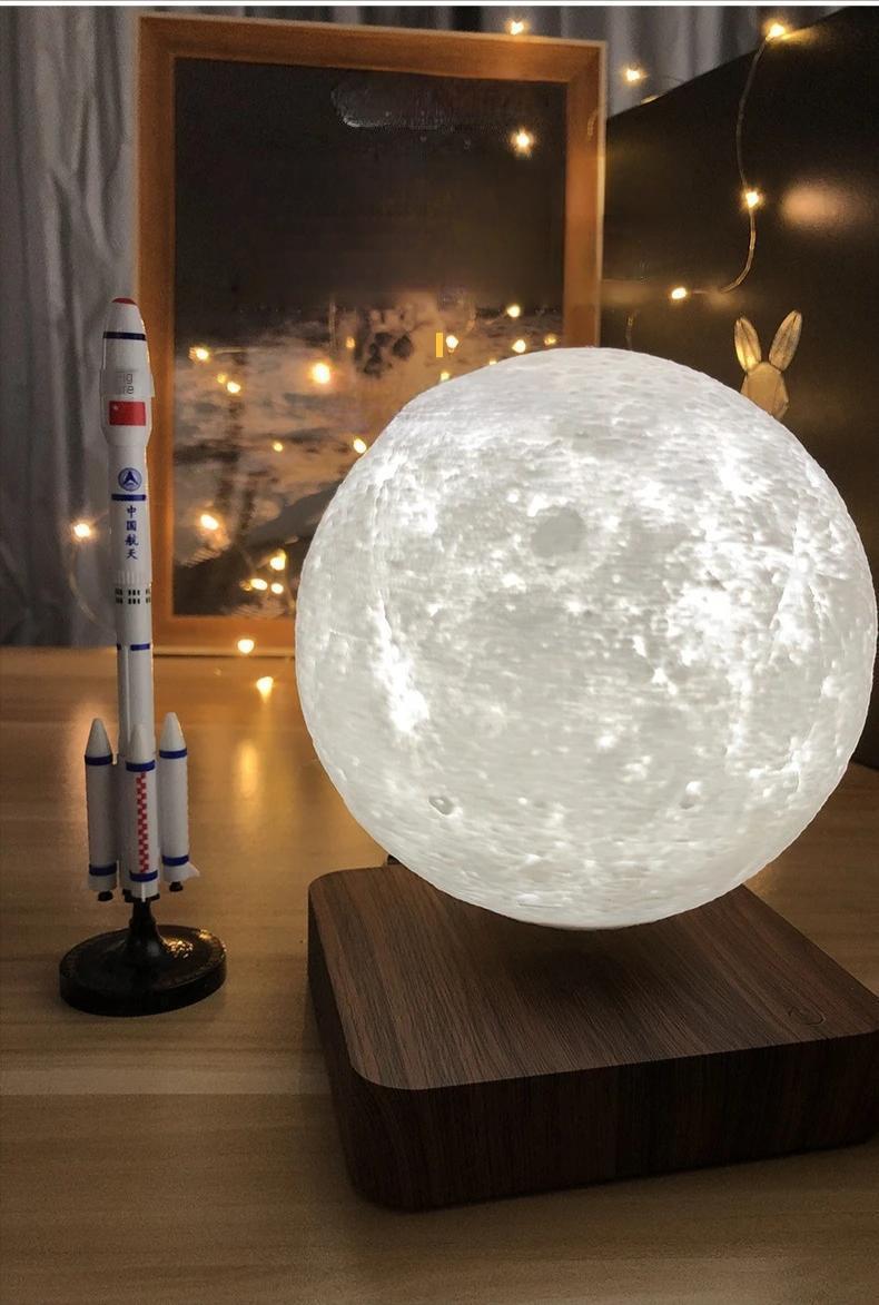 Magnetic Levitating Moon Lamp With Floating Jupiter And Saturn Lights