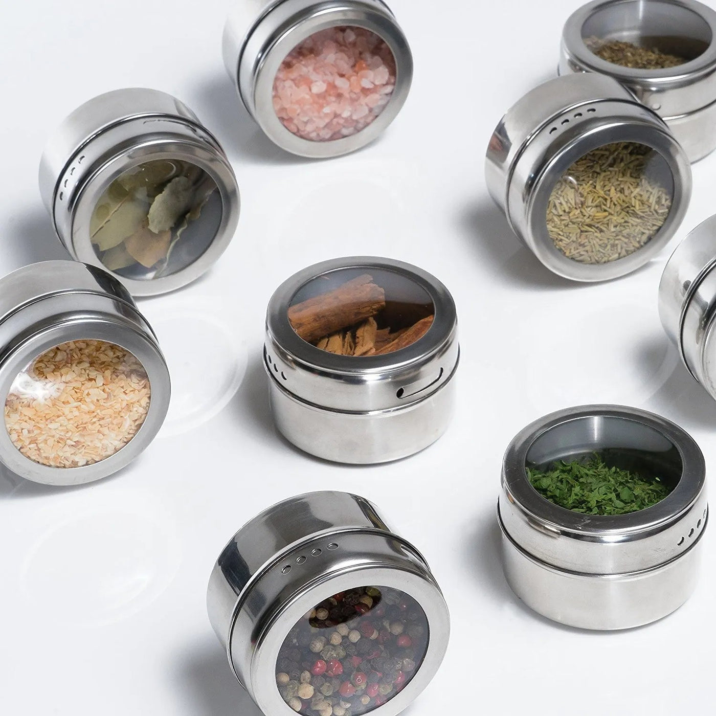 Magnetic Spice Rack Set With 12 Tins And Label Stickers