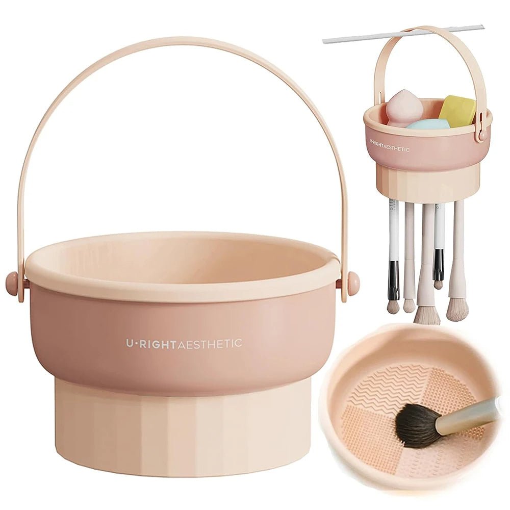 Makeup Brush Silicone Cleaning Mat With Holder And Drying Pad