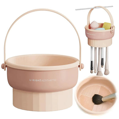 Makeup Brush Silicone Cleaning Mat With Holder And Drying Pad