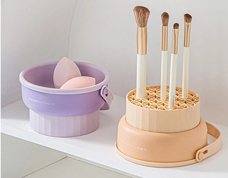 Makeup Brush Silicone Cleaning Mat With Holder And Drying Pad