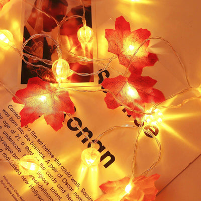 Maple Leaves Halloween String Lights Pumpkin Fairy Lights Decorations