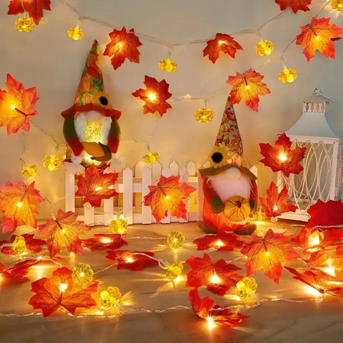 Maple Leaves Halloween String Lights Pumpkin Fairy Lights Decorations
