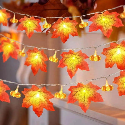 Maple Leaves Halloween String Lights Pumpkin Fairy Lights Decorations