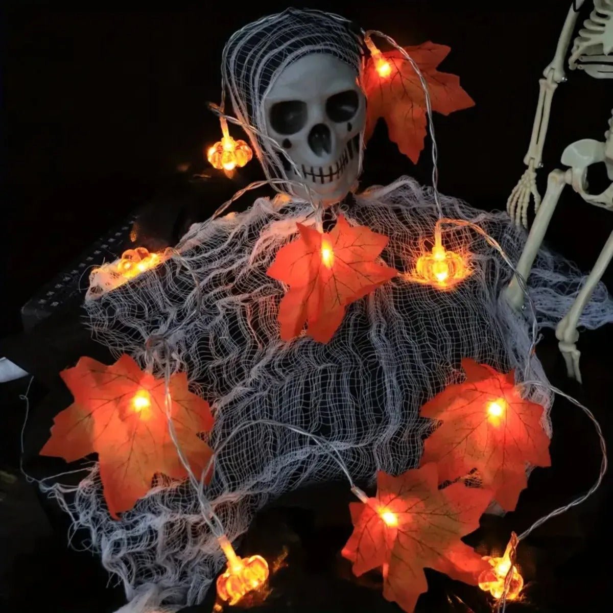 Maple Leaves Halloween String Lights Pumpkin Fairy Lights Decorations