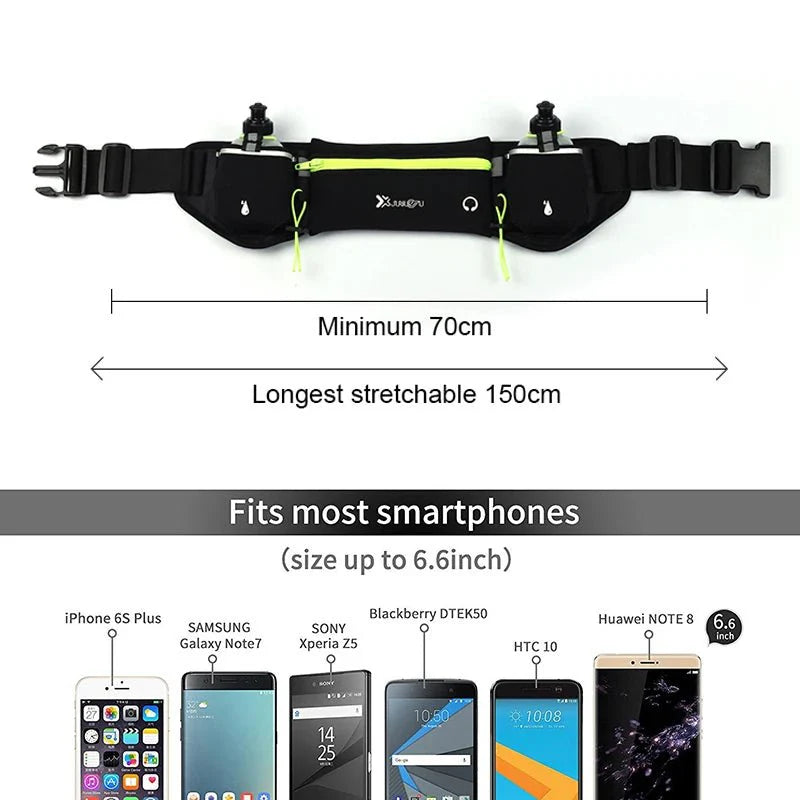 Marathon Trail Running Waist Pack With Dual Pockets For Phone And Bottle