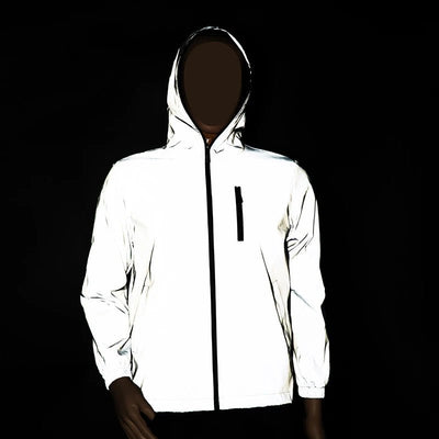 Men's Reflective Running Jacket Lightweight Windproof Breathable Outdoor Sports