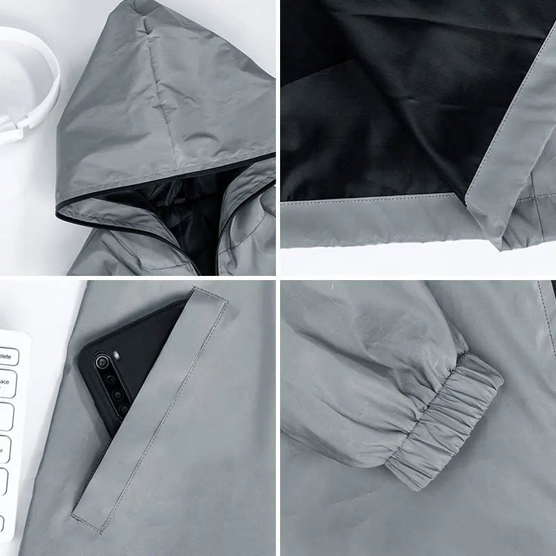 Men's Reflective Running Jacket Lightweight Windproof Breathable Outdoor Sports