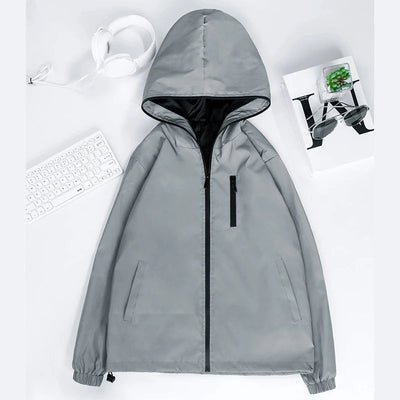 Men's Reflective Running Jacket Lightweight Windproof Breathable Outdoor Sports