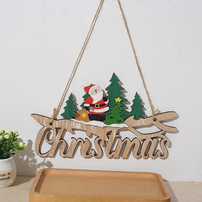Merry Christmas Wooden Door Pendant Festive Holiday Welcome Sign