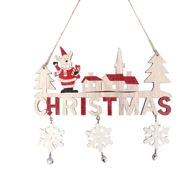 Merry Christmas Wooden Door Pendant Festive Holiday Welcome Sign