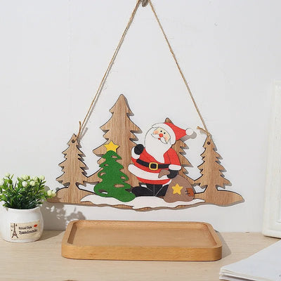 Merry Christmas Wooden Door Pendant Festive Holiday Welcome Sign