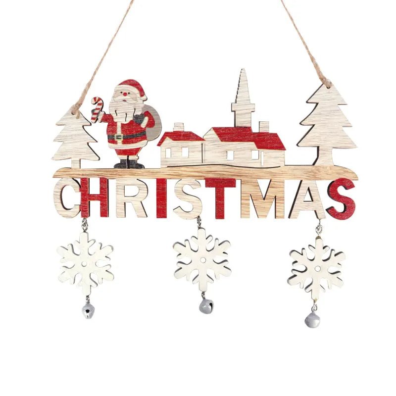 Merry Christmas Wooden Door Pendant Festive Holiday Welcome Sign