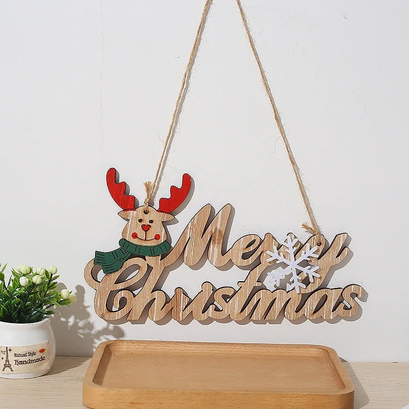 Merry Christmas Wooden Door Pendant Festive Holiday Welcome Sign
