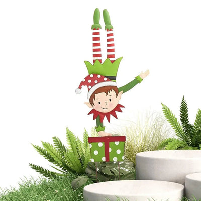 Metal Elf Garden Stake Whimsical Outdoor Yard Decoration For Holidays