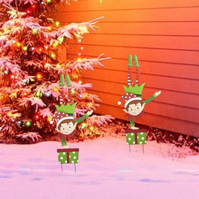 Metal Elf Garden Stake Whimsical Outdoor Yard Decoration For Holidays