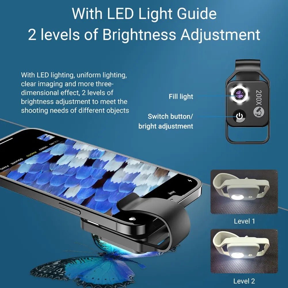 Microscope Mobile Phone Lens 200X Portable Science Education Toy