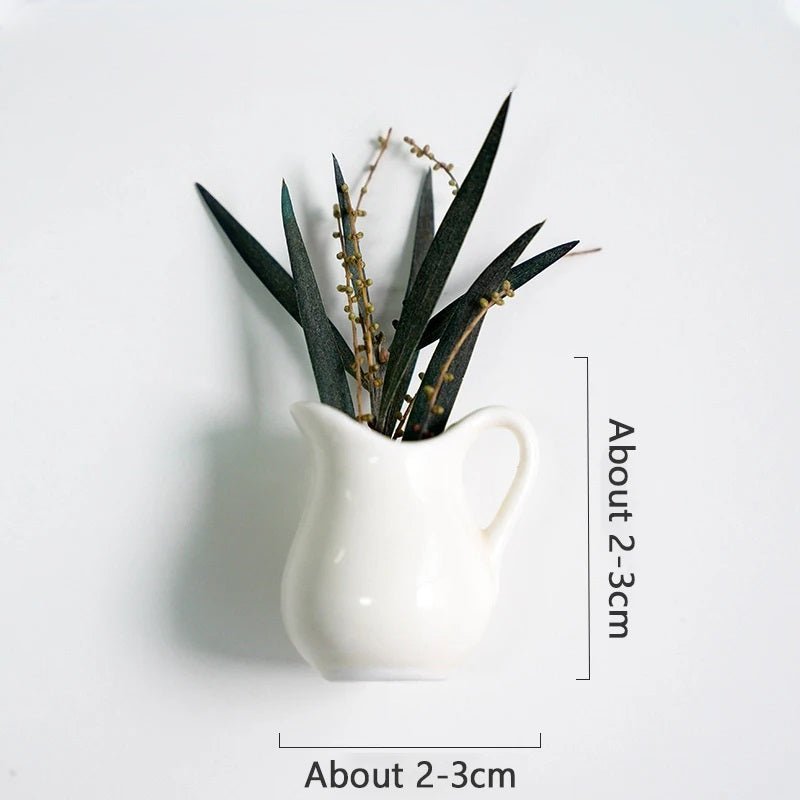Mini Ceramic Vase Fridge Magnet Porcelain Planter For Kitchen Greenery