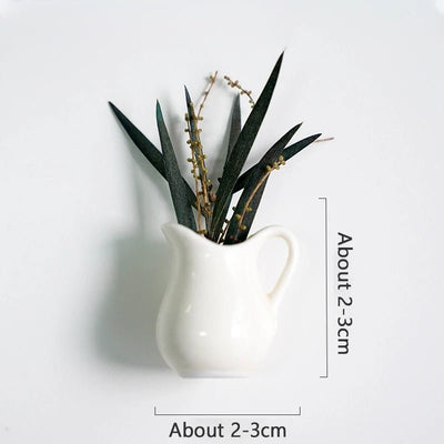Mini Ceramic Vase Fridge Magnet Porcelain Planter For Kitchen Greenery