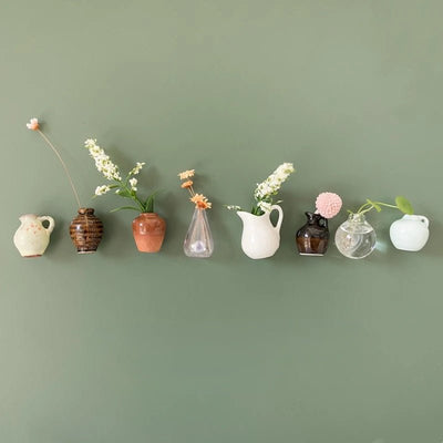 Mini Ceramic Vase Fridge Magnet Porcelain Planter For Kitchen Greenery