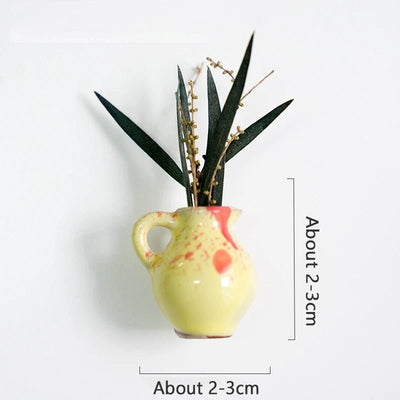 Mini Ceramic Vase Fridge Magnet Porcelain Planter For Kitchen Greenery