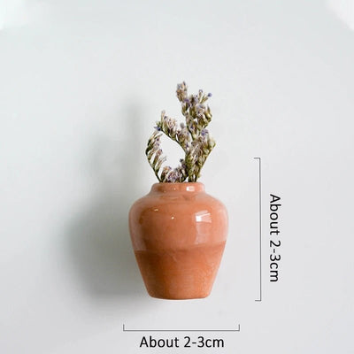 Mini Ceramic Vase Fridge Magnet Porcelain Planter For Kitchen Greenery