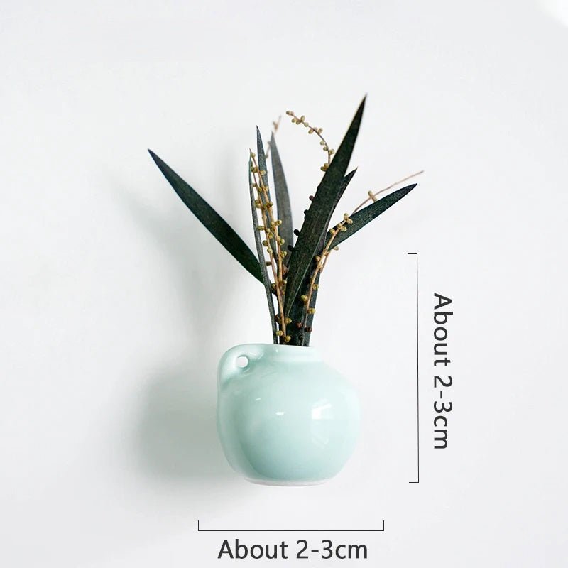 Mini Ceramic Vase Fridge Magnet Porcelain Planter For Kitchen Greenery