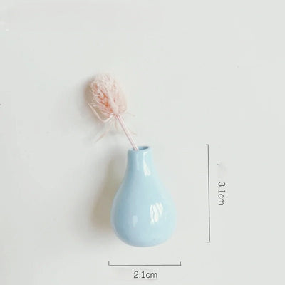 Mini Ceramic Vase Fridge Magnet Porcelain Planter For Kitchen Greenery