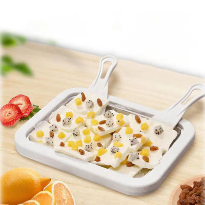 Mini Frozen Yogurt & Ice Cream Maker Pan With Spatulas For Rolled Treats