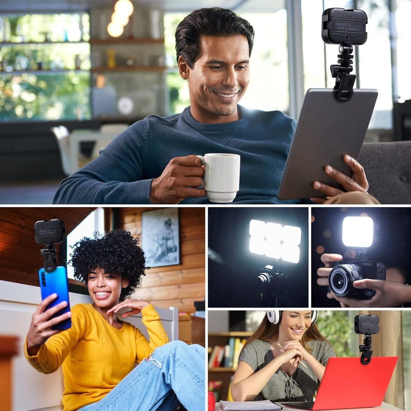 Clip-On LED Selfie Light Rechargeable High Power Phone Video Light