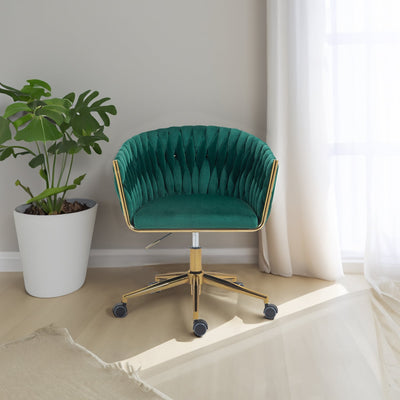 Modern Hand-Woven Dressing Chair With Adjustable 360 Degree Rotation