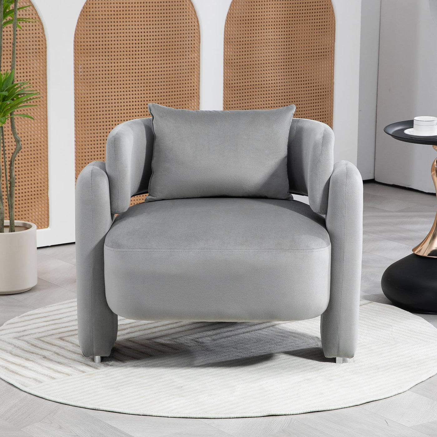 Modern Velvet Lounge Chair With Pillows For Living Room Bedroom