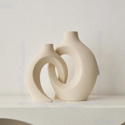 Modern Nordic Black Ceramic Vases Twin Set For Stylish Home Decor