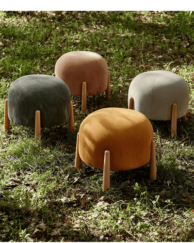 Modern Ottoman Wood Footstool Light Luxury Fabric For Lounge Hallway