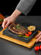 Lava Stone Steak Set With Wood Tray For Indoor Grilling