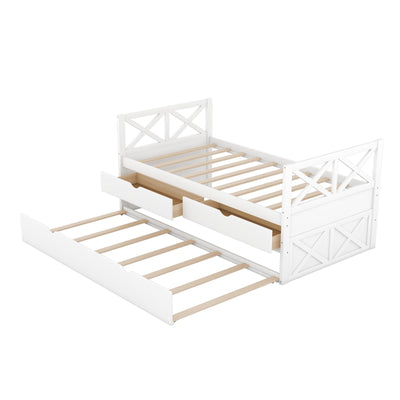 Multi-Functional Daybed With Storage Drawers And Trundle Bed