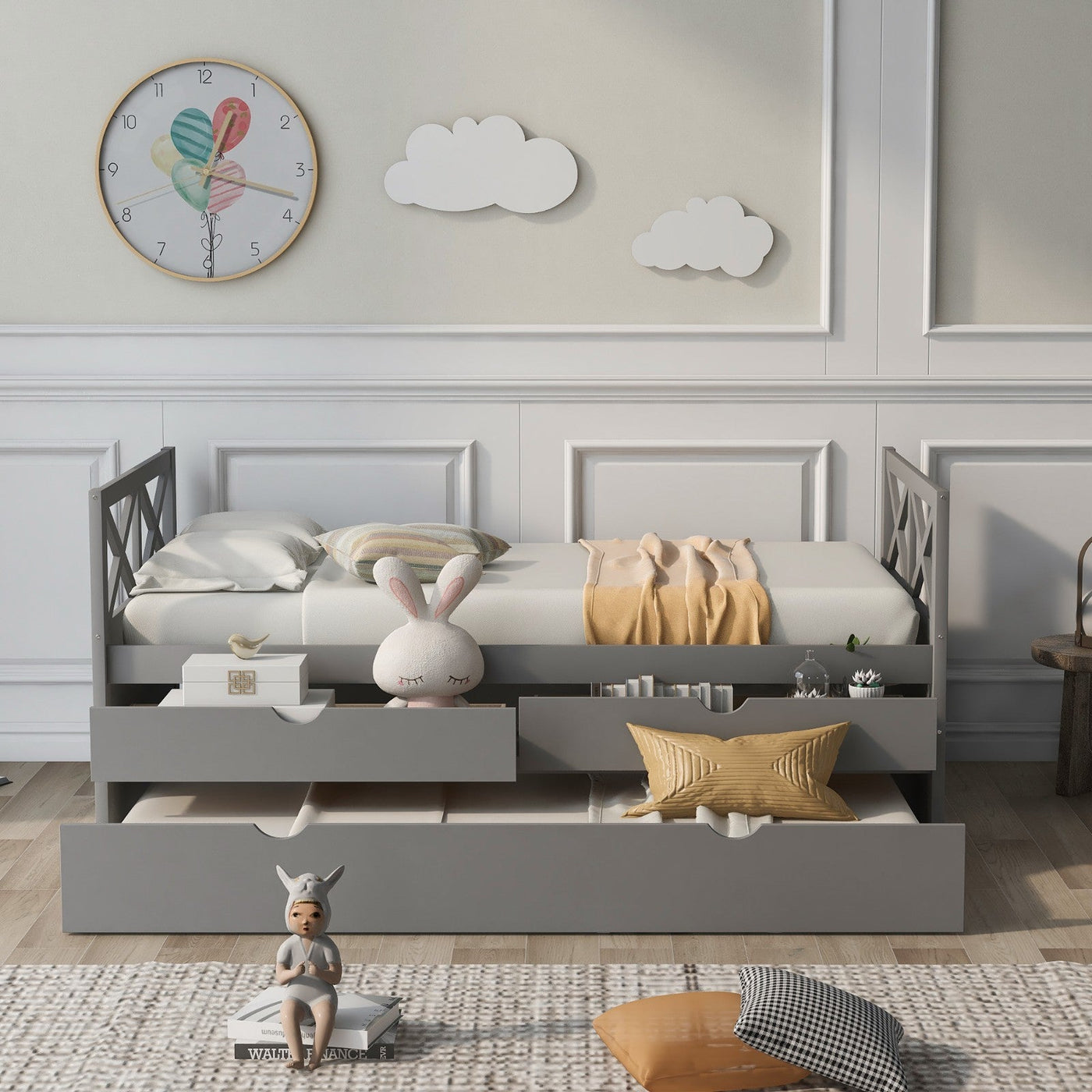 Multi-Functional Daybed With Storage Drawers And Trundle Bed