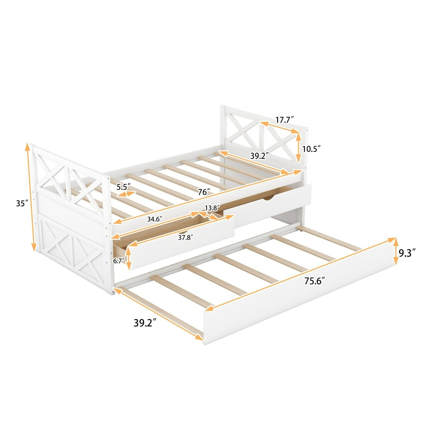 Multi-Functional Daybed With Storage Drawers And Trundle Bed