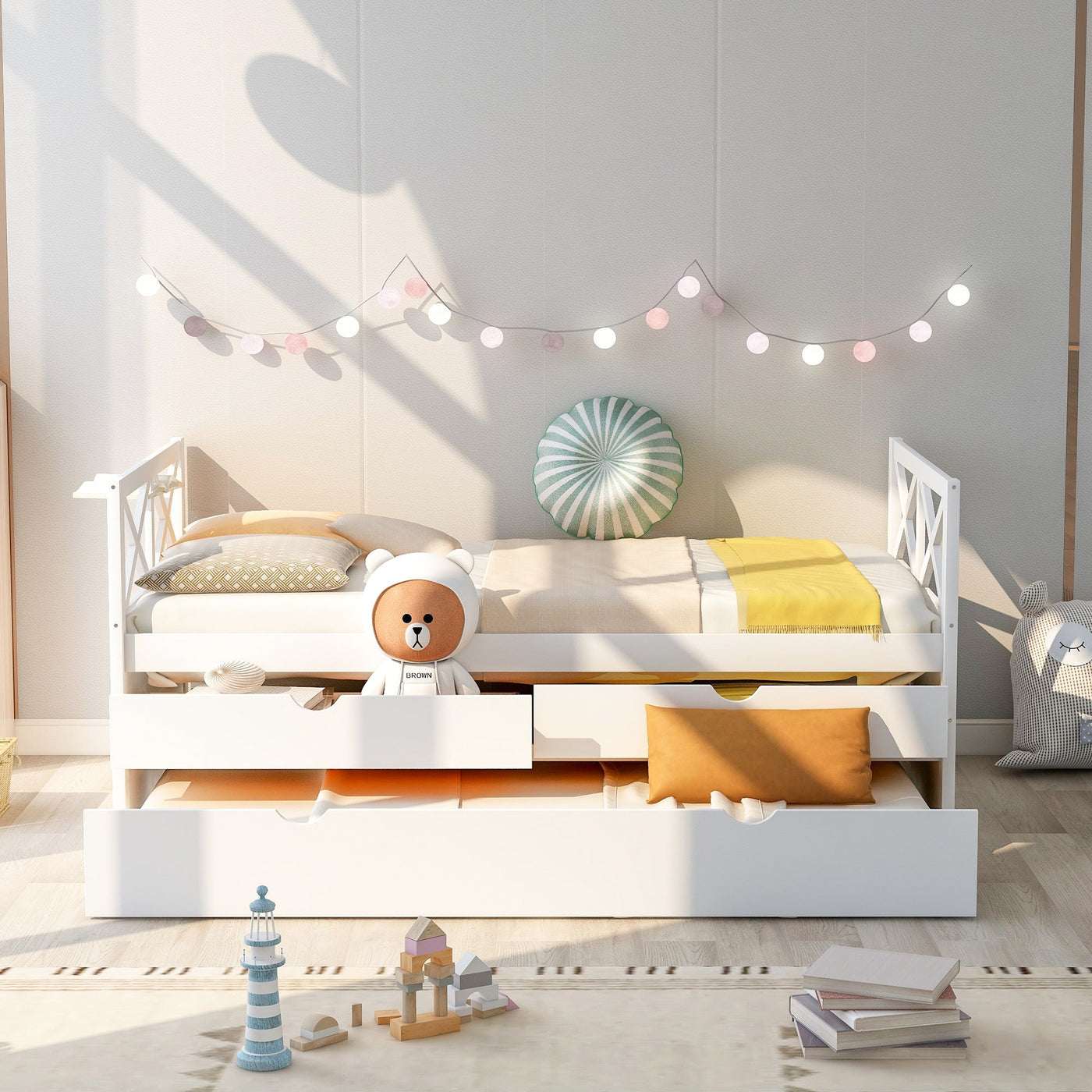 Multi-Functional Daybed With Storage Drawers And Trundle Bed