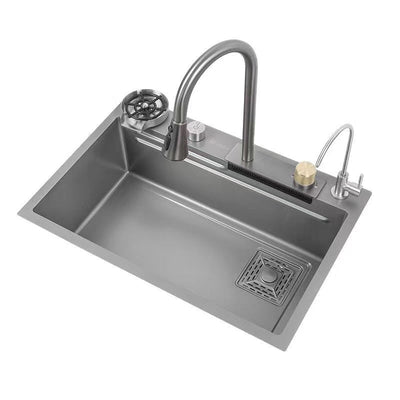 Multifunction Stainless Steel Kitchen Sink 304 Waterfall Bowl Workstation