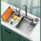 Multifunction Stainless Steel Kitchen Sink 304 Waterfall Bowl Workstation