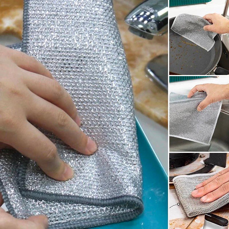 Multipurpose Wire Dishwashing Rag Reusable Wet Dry Cleaning Cloth
