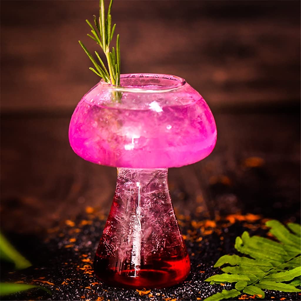 Mushroom Cocktail Glass Clear Cup With Straw For Beer And Wine