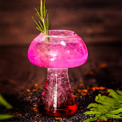 Mushroom Cocktail Glass Clear Cup With Straw For Beer And Wine