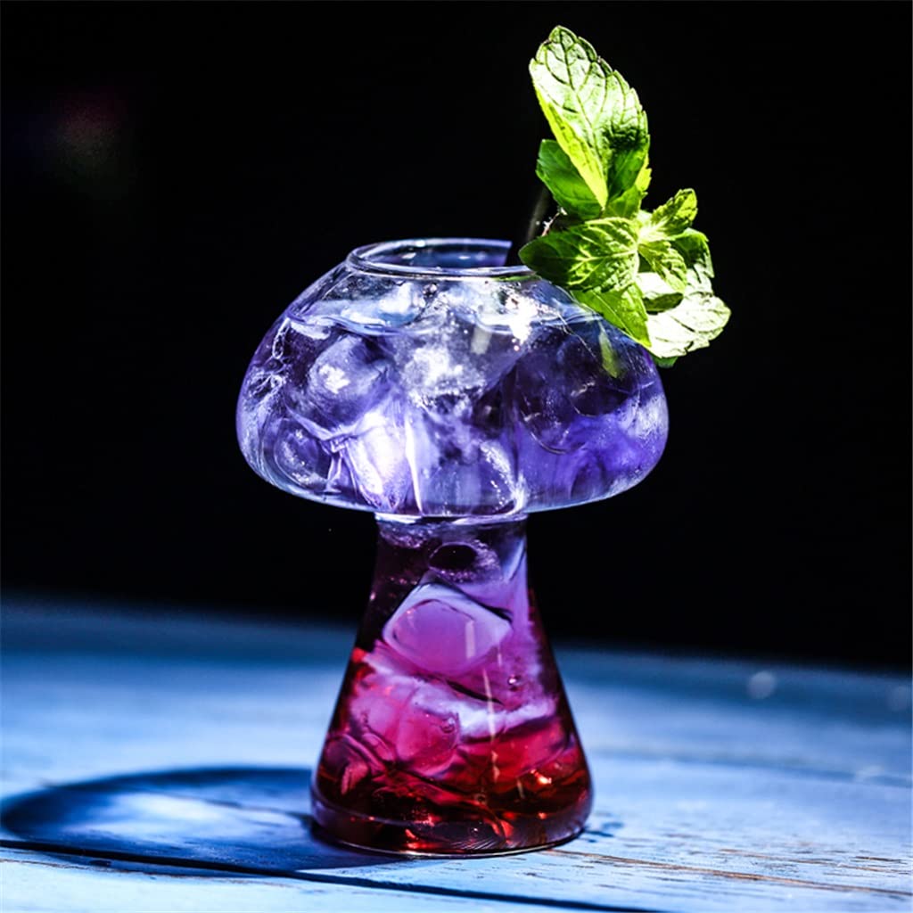 Mushroom Cocktail Glass Clear Cup With Straw For Beer And Wine