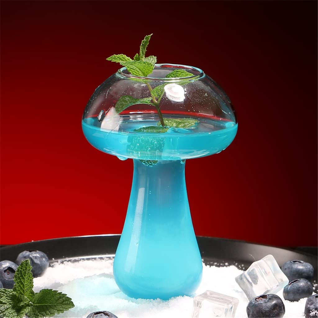 Mushroom Cocktail Glass Clear Cup With Straw For Beer And Wine