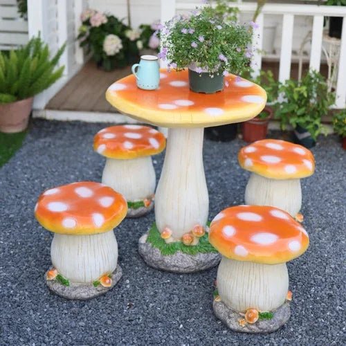 Mushroom Outdoor Garden Table And Chair Set For Balcony Courtyard