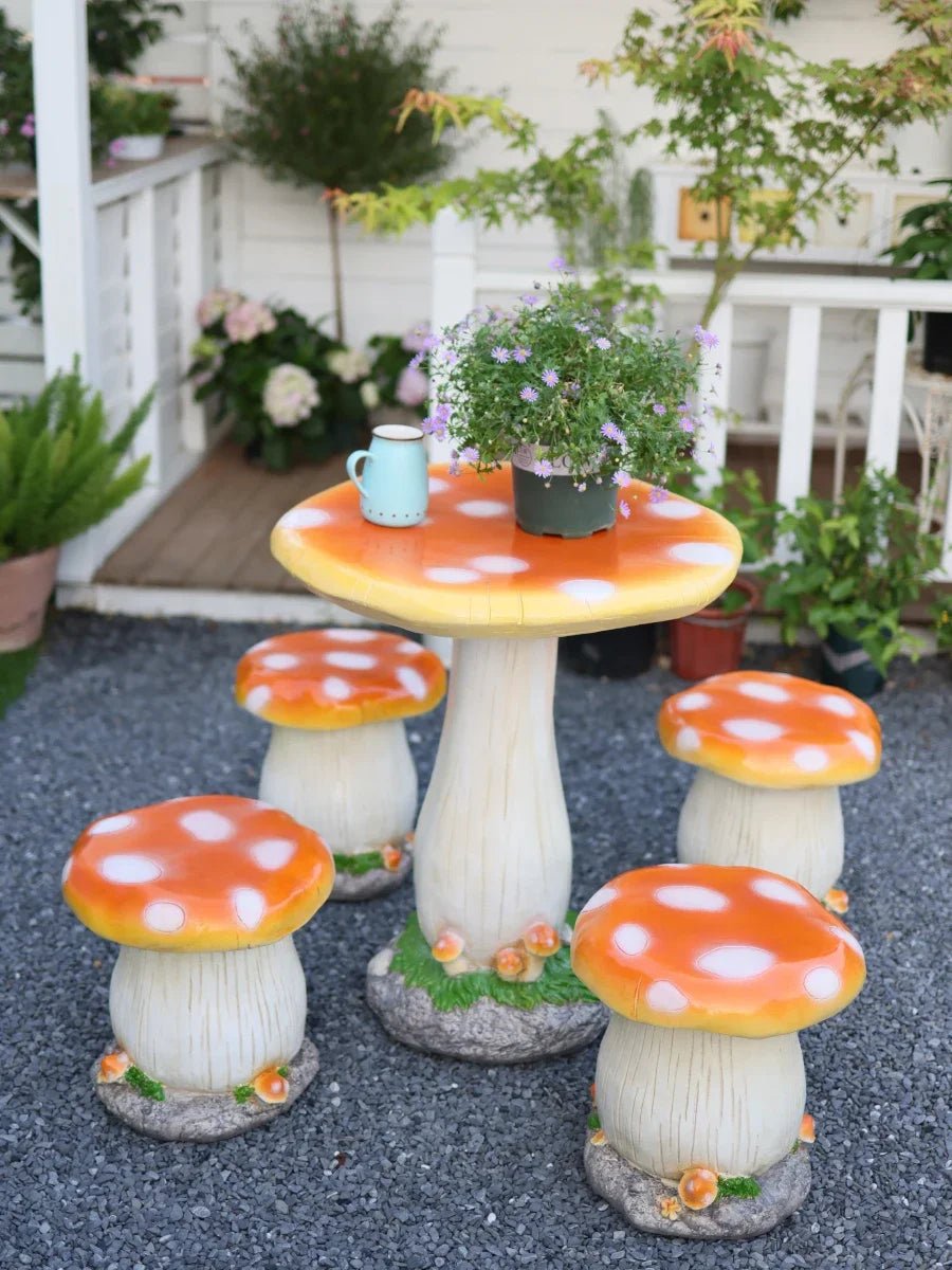 Mushroom Outdoor Garden Table And Chair Set For Balcony Courtyard