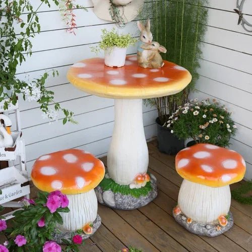 Mushroom Outdoor Garden Table And Chair Set For Balcony Courtyard