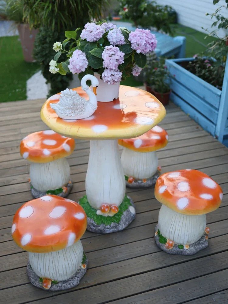 Mushroom Outdoor Garden Table And Chair Set For Balcony Courtyard